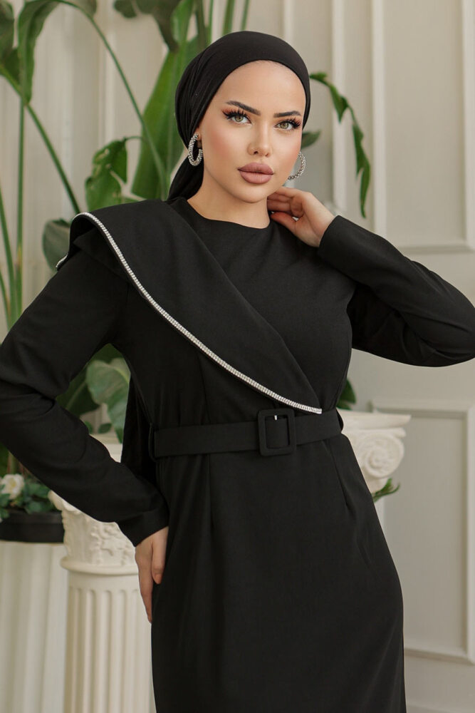 Black Modest Prom Dress 664S - 2
