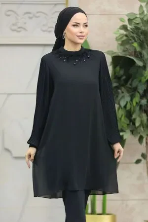 Neva Style - Black Modest Tops 24032S - 1