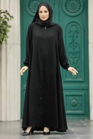 Neva Style - Black Modest Turkish Abaya 622S - Thumbnail