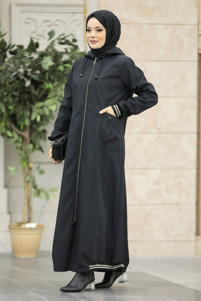 Neva Style - Black Muslim Coat 60622S - 3