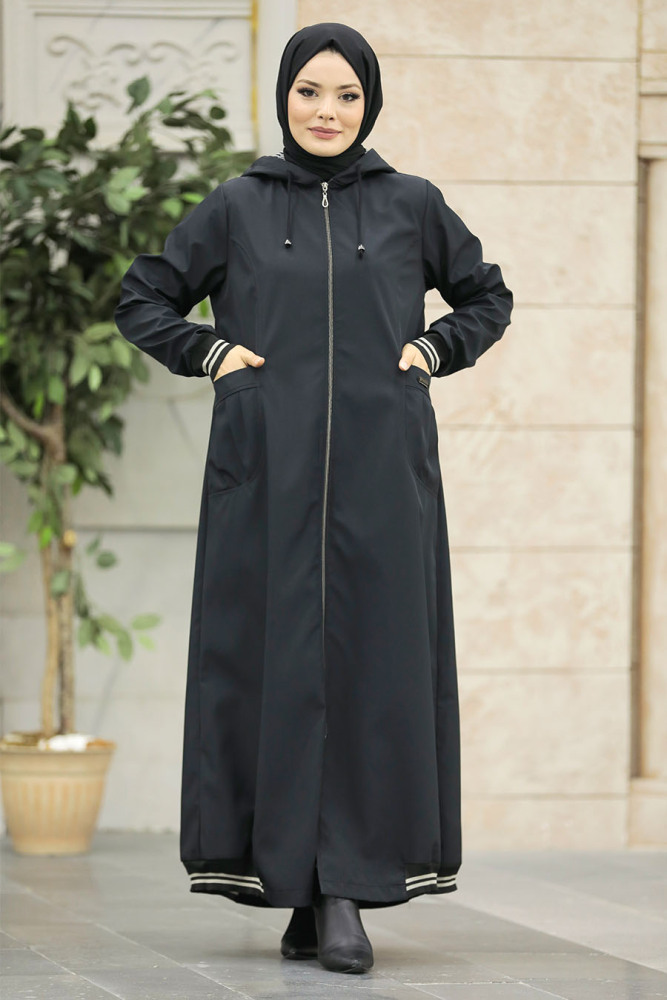 Neva Style - Black Muslim Coat 60622S - 4