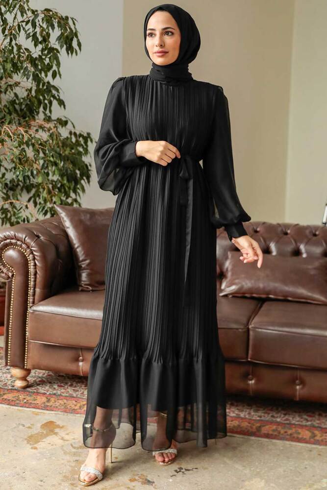 Neva Style - Black Muslim Dress 3747S - 3