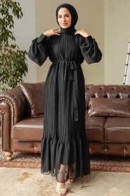 Neva Style - Black Muslim Dress 3747S - Thumbnail