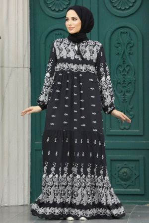 Neva Style - Black Muslim Dress 50096S - Thumbnail