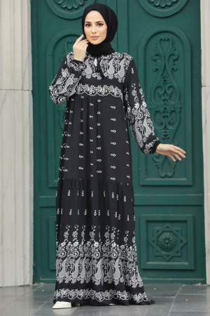 Neva Style - Black Muslim Dress 50096S - Thumbnail