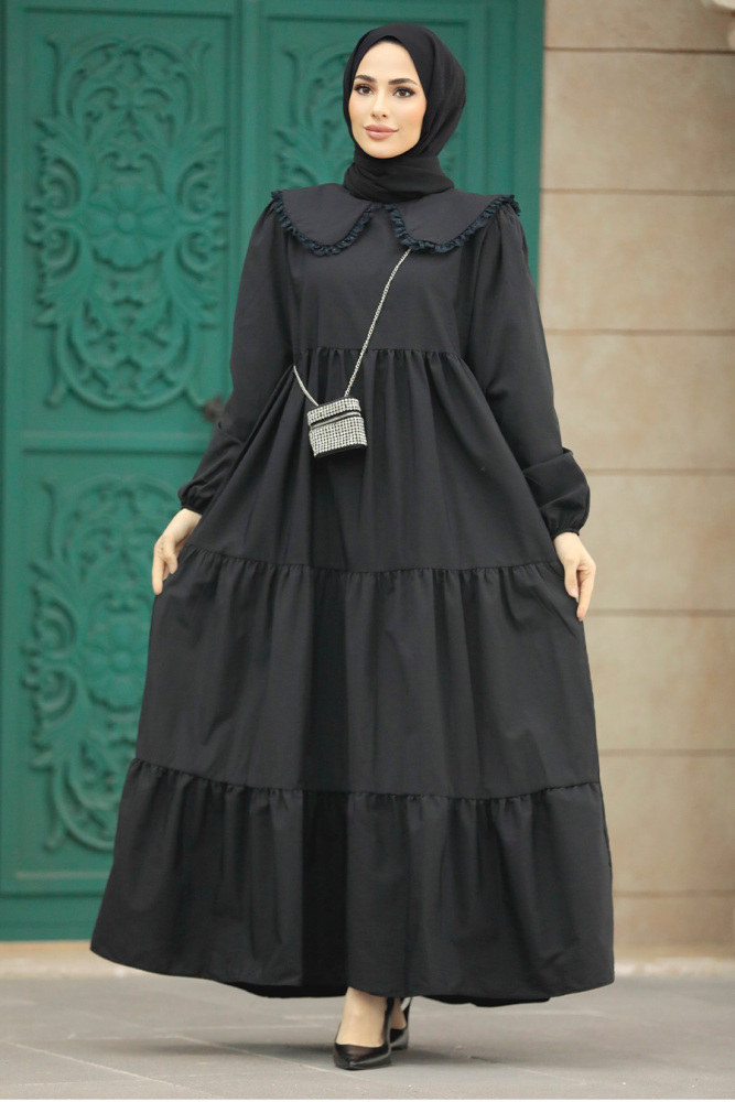 Black Muslim Dress 57343S - NEVA STYLE