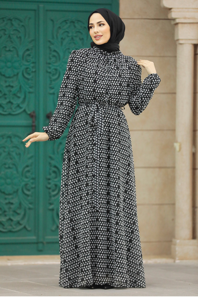 Black Muslim Long Dress Style 279084S - 3