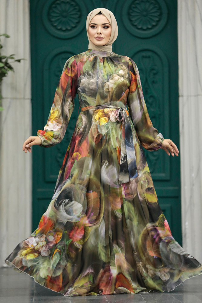 Black Muslim Long Dress Style 30058S - 1
