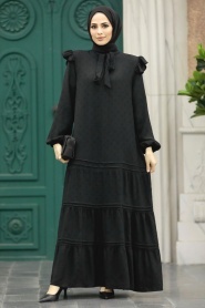 Neva Style - Black Muslim Long Dress Style 52421S - Thumbnail