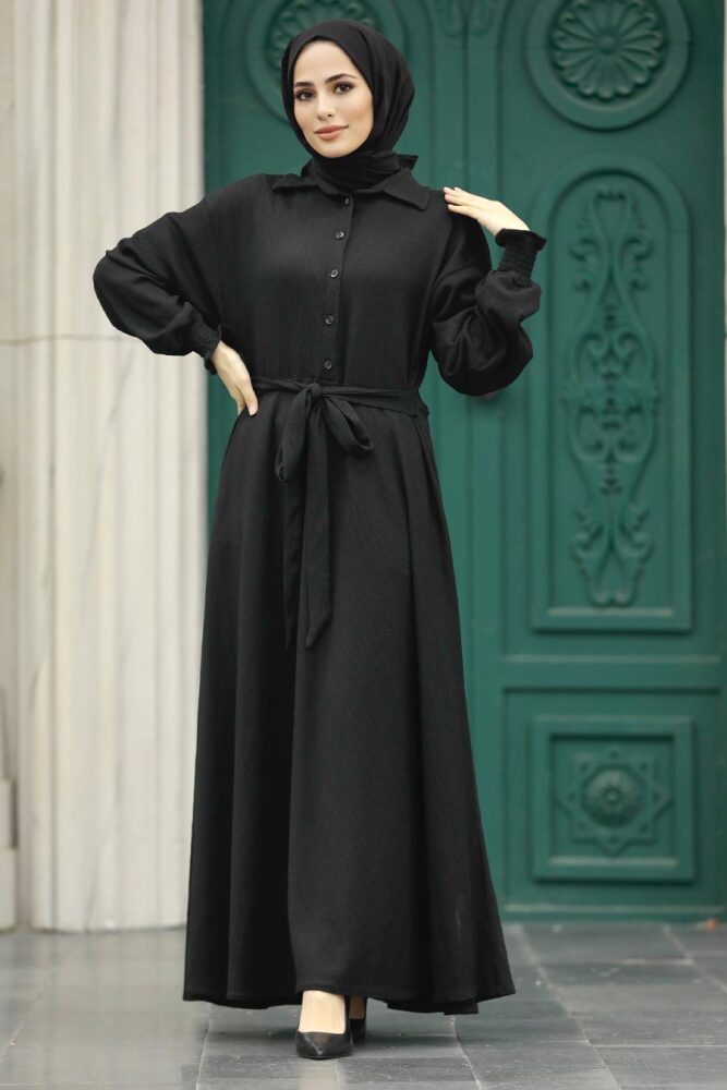 Black Muslim Long Dress Style 5858S - 1