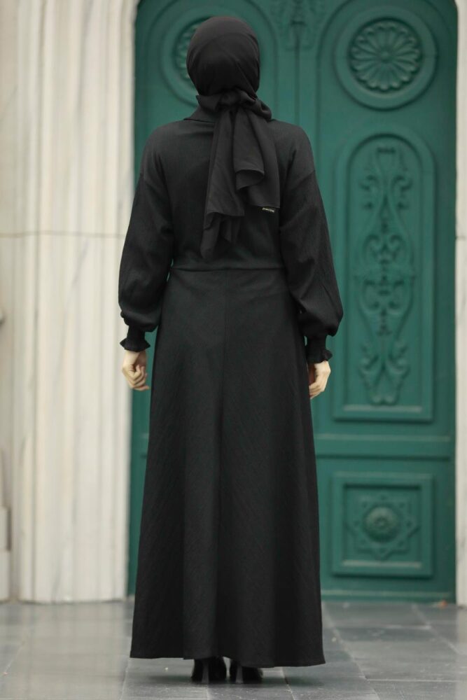 Black Muslim Long Dress Style 5858S - 3