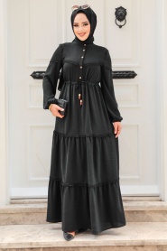 Neva Style - Black Muslim Long Dress Style 63250S - Thumbnail