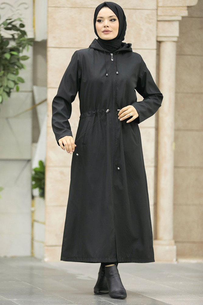 Neva Style - Black Muslim Trench Coat 5941S - 1