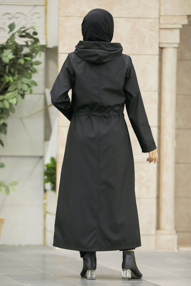 Neva Style - Black Muslim Trench Coat 5941S - 4