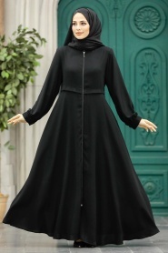 Neva Style - Black Muslim Turkish Abaya 1102S - Thumbnail