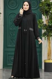 Neva Style - Black Muslim Turkish Abaya 45271S - Thumbnail