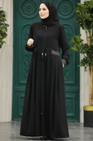 Neva Style - Black Muslim Turkish Abaya 45271S - Thumbnail