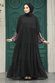 Neva Style - Black Plus Size Dress 8890S - Thumbnail