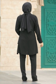 Neva Style - Black Plus Size Dual Suit 34011S - Thumbnail