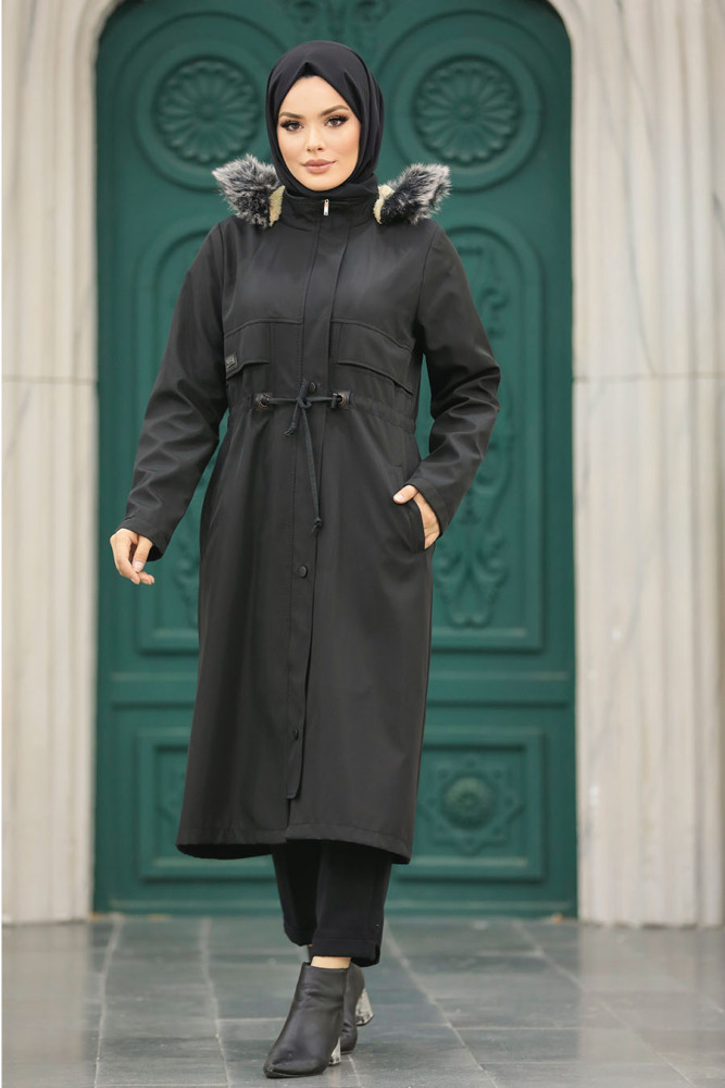 Neva Style - Black Plus Size Parka Coat 60652S - 6