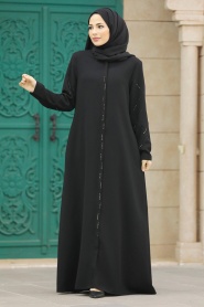 Neva Style - Black Plus Size Turkish Abaya 625S - Thumbnail