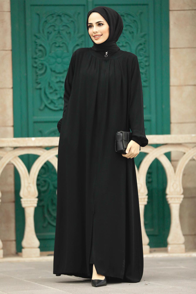 Neva Style - Black Plus Size Turkish Abaya 62316S - 6