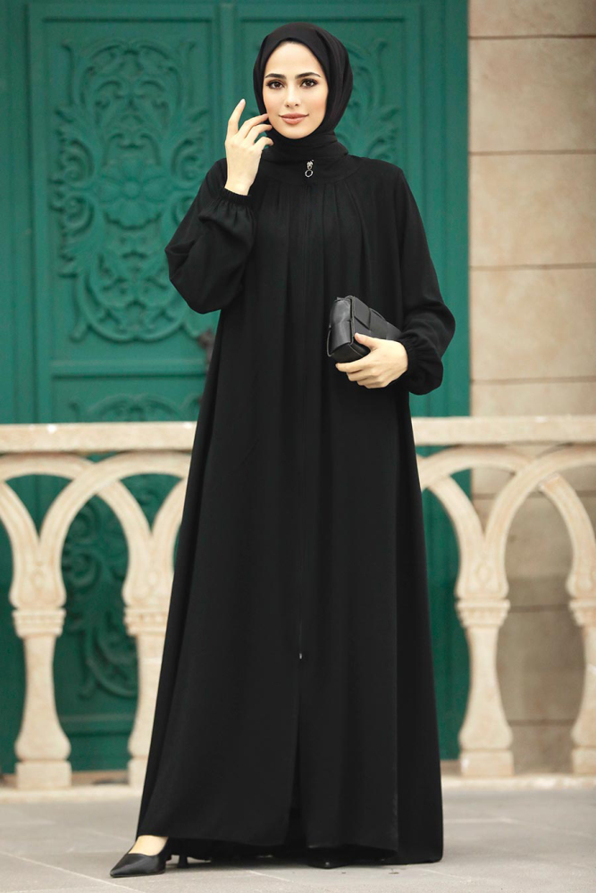 Neva Style - Black Plus Size Turkish Abaya 62316S - 1