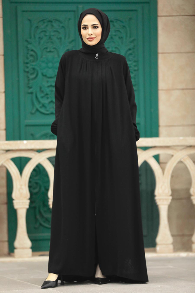 Neva Style - Black Plus Size Turkish Abaya 62316S - 2