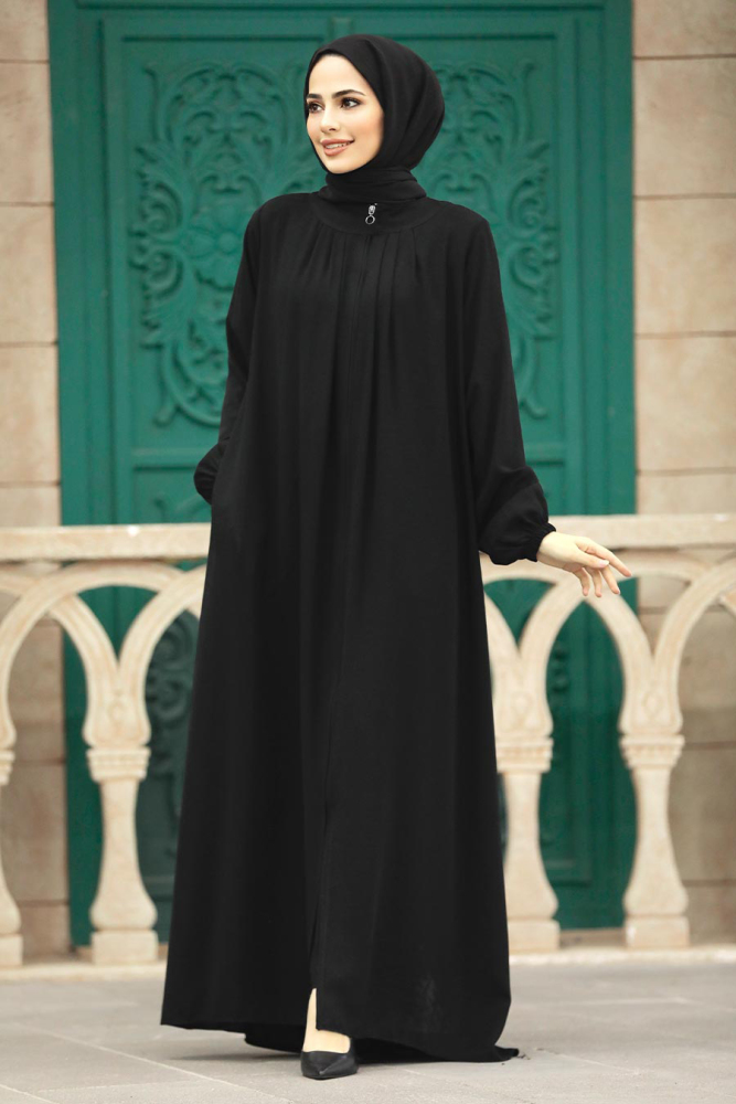 Neva Style - Black Plus Size Turkish Abaya 62316S - 3