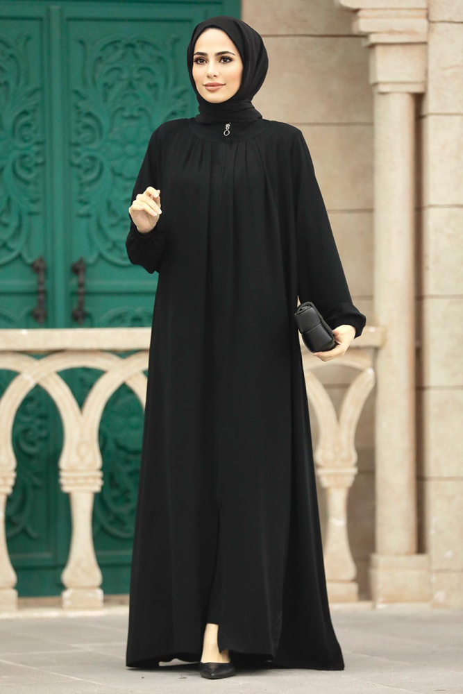 Neva Style - Black Plus Size Turkish Abaya 62316S - 4