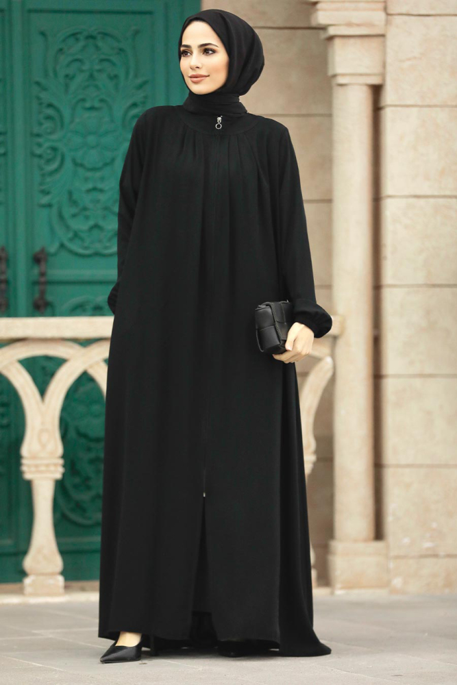 Neva Style - Black Plus Size Turkish Abaya 62316S - 5