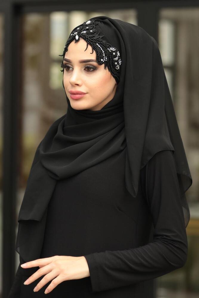 Neva Style - Black Ready Made Scarf 7523S - 1