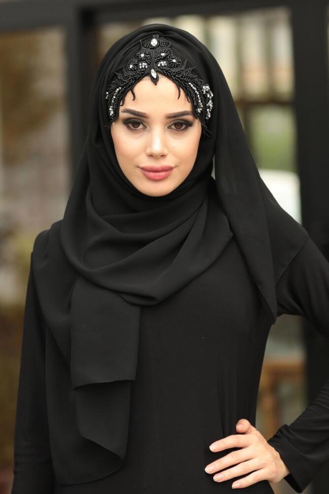 Neva Style - Black Ready Made Scarf 7523S - 2