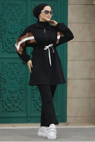 Neva Style - Black Sportswear Dual Suit 1408S - Thumbnail