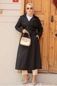 Neva Style - Black Trench Women Coat 5949S - Thumbnail