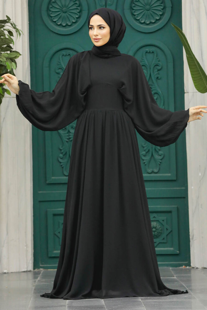 Black Turkish Hijab Engagement Gown 60681S - 2