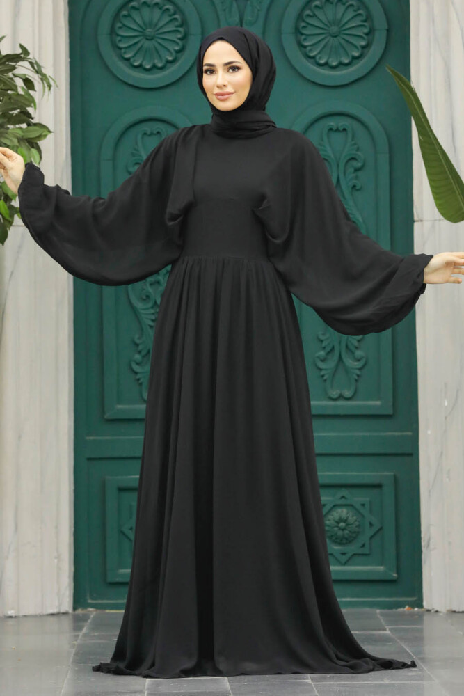 Black Turkish Hijab Engagement Gown 60681S - 3