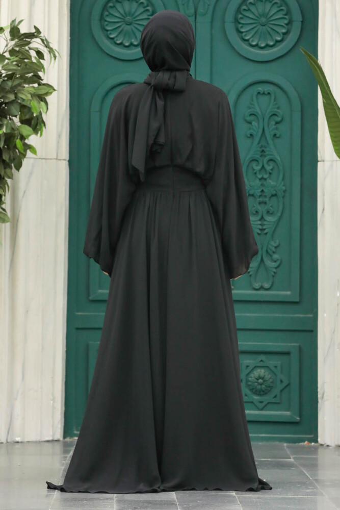 Black Turkish Hijab Engagement Gown 60681S - 4