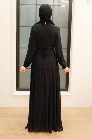 Neva Style - Black Turkish Hijab Evening Gown 3371S - 2