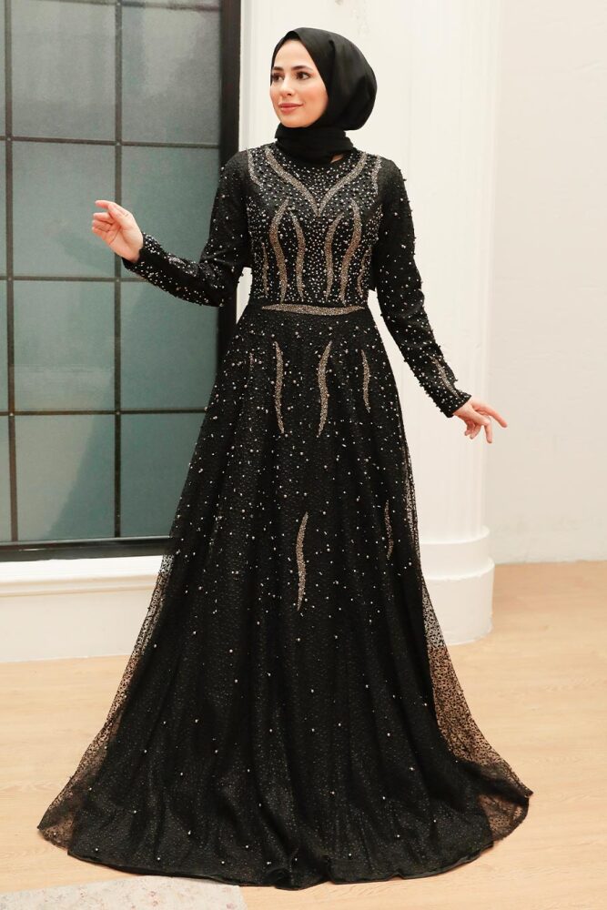 Neva Style - Black Turkish Modest Dress 624S - 1