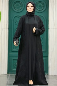 Neva Style - Black Women Abaya 32171S - Thumbnail