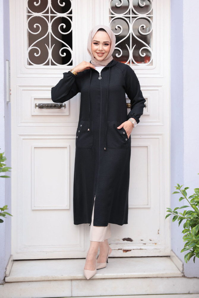 Neva Style - Black Women Coat 511S - 2