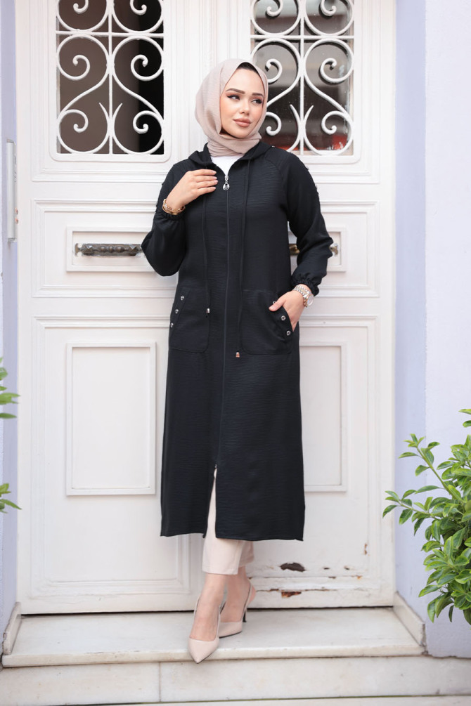 Neva Style - Black Women Coat 511S - 3