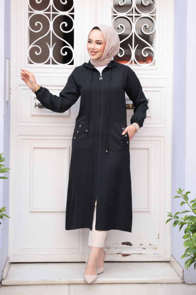 Neva Style - Black Women Coat 511S - 1