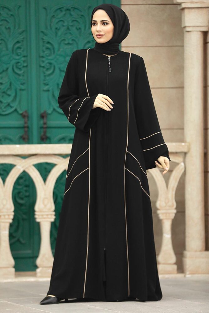 Neva Style - Black Women Turkish Abaya 35162S - 2