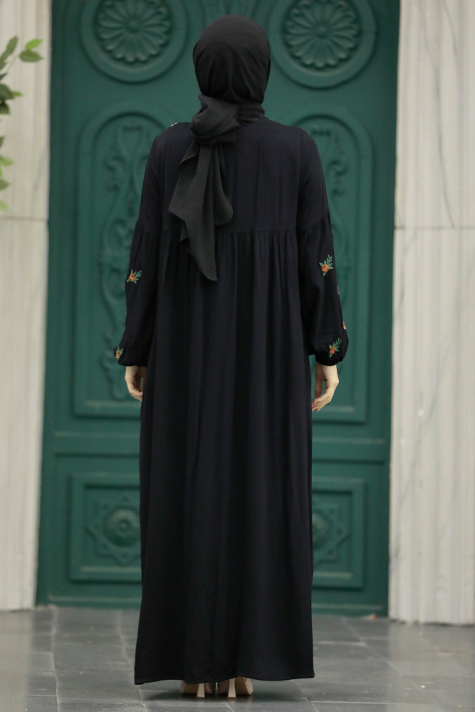 Black Women Turkish Abaya 8925S - 3