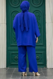 Neva Style - Blazer Ceketli Sax Mavisi Tesettür İkili Takım 5927SX - Thumbnail