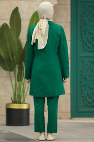 Neva Style - Blazer Ceketli Yeşil Tesettür İkili Takım 5851Y - Thumbnail