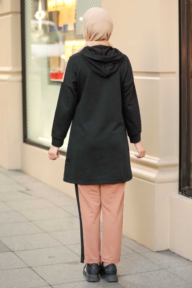 Neva Style - Blok Renkli Camel Tesettür İkili Takım 1359C - 3