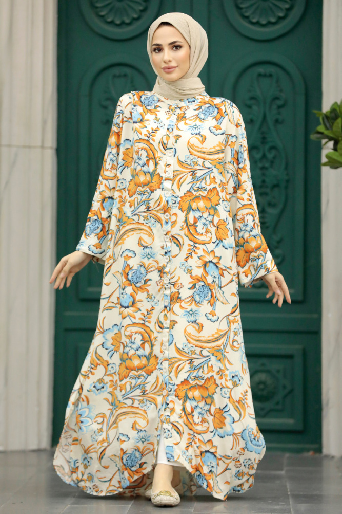Blue Hijab Dress 50103M - NEVA STYLE